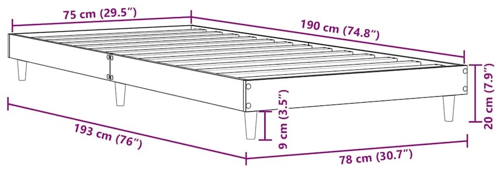 Estrutura cama s/ colchão derivados de madeira carvalho sonoma