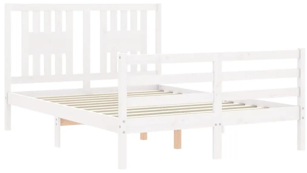 Estrutura de cama com cabeceira 140x200cm madeira maciça branco