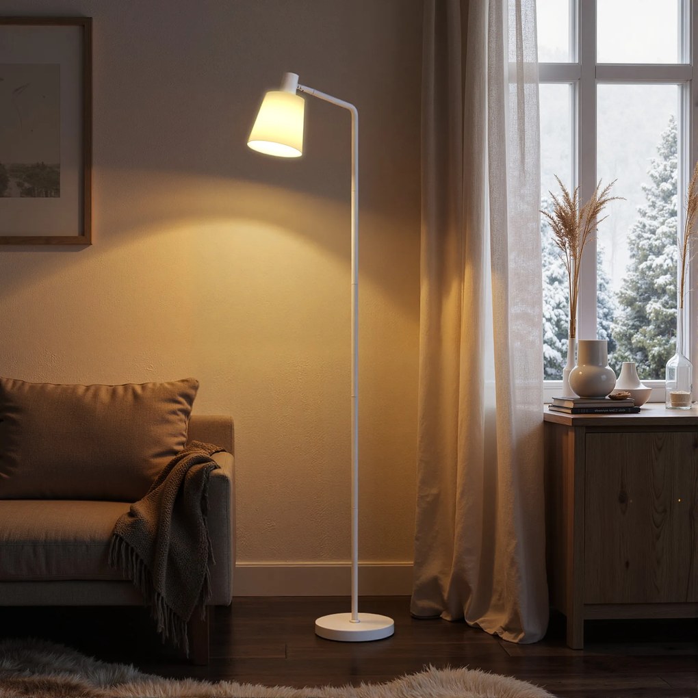 Candeeiro de Pé LED Regulável com Ecrã Giratório 350° 3 Temperaturas de Cor 3000K/4000K/6500K 45x21x148 cm Branco