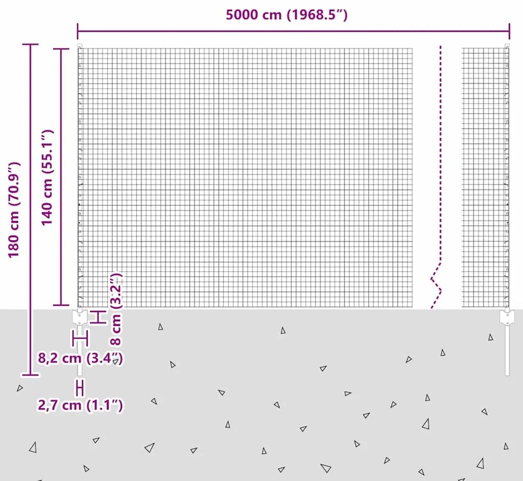Cerca de Arame Soldado com 22 Postes Verde 1,4x50 m Aço