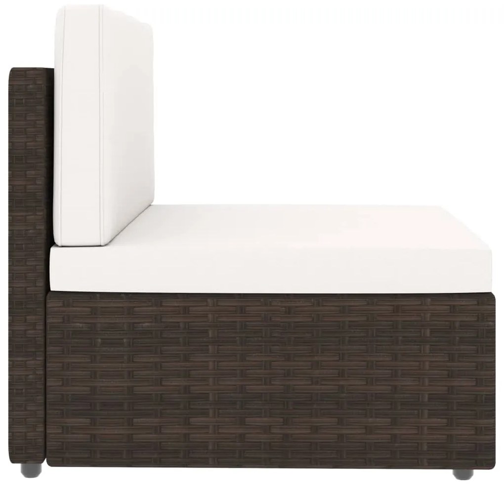 4 pcs conjunto lounge para jardim vime PE castanho