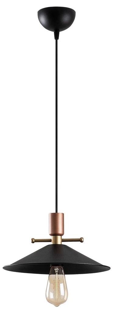 Candeeiro Suspenso Dodo – Preto e Cobre – 30 x 30 cm