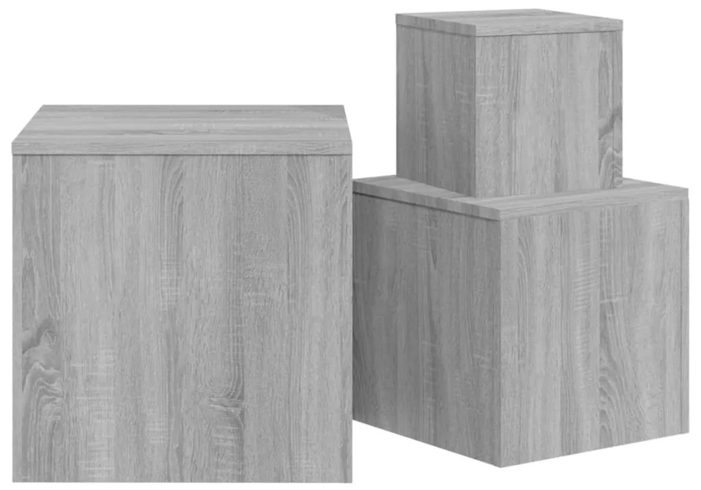 Mesas de apoio 3 pcs derivados de madeira cinzento sonoma