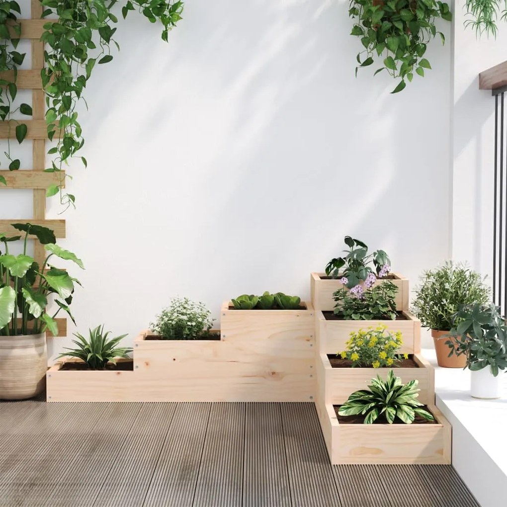Floreira de jardim com 4 níveis 106x104,5x36 cm pinho maciço
