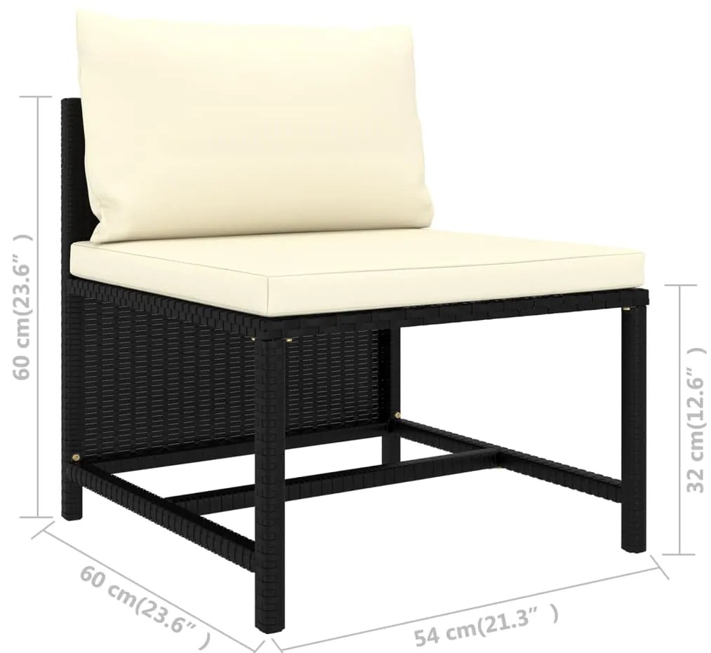11 pcs conjunto lounge de jardim c/ almofadões vime PE preto