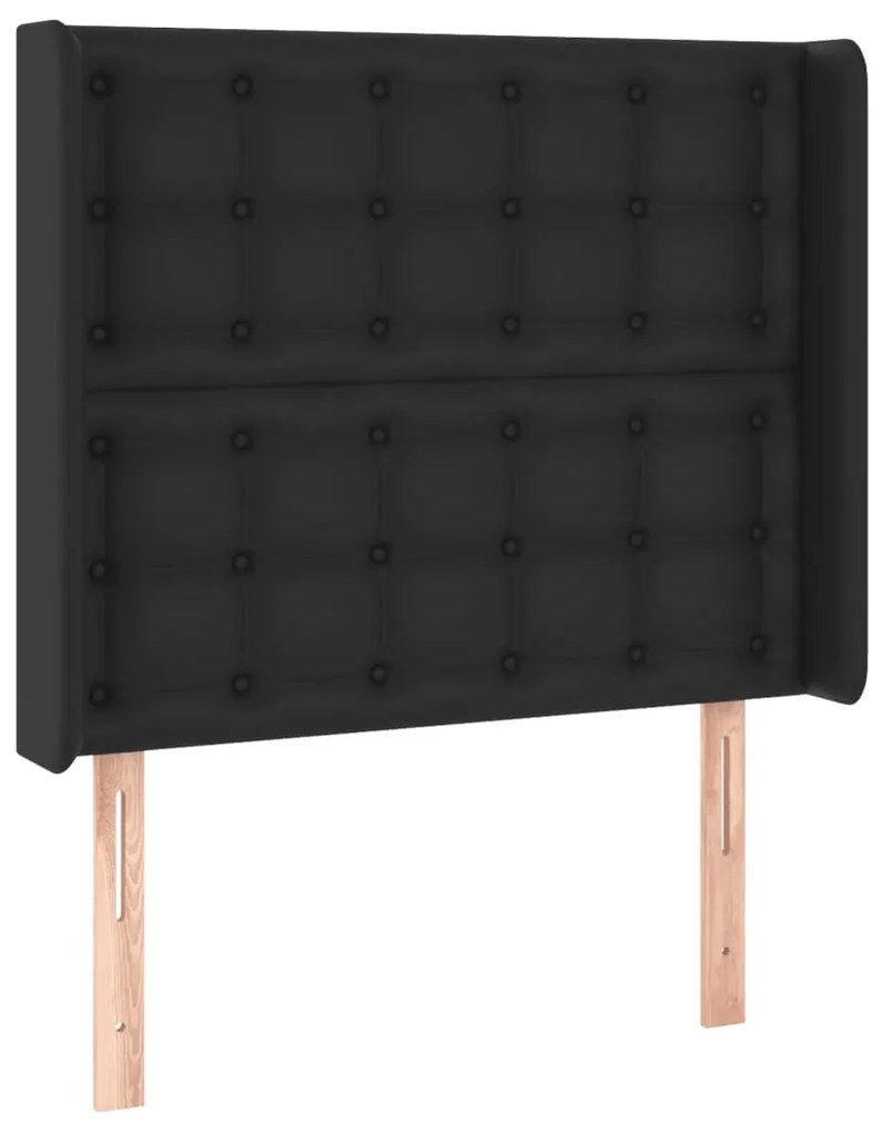 Cabeceira cama c/ LED couro artificial 103x16x118/128 cm preto