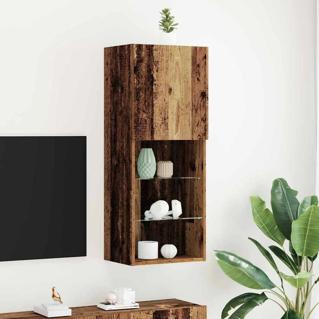 Estante para TV vidaXL com Luzes LED Madeira Antiga 40,5x30x102 cm