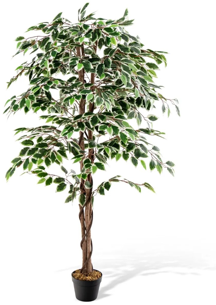 Planta artificial de 160 cm com 1008 folhas Vaso resistente para viveiro e musgo seco Árvore decorativa falsa para casa Interior Verde