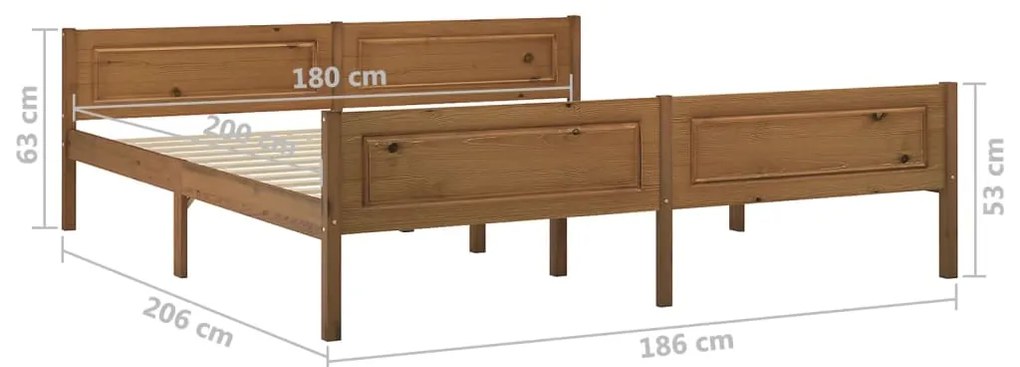 Estrutura de cama 180x200 cm pinho maciço castanho mel