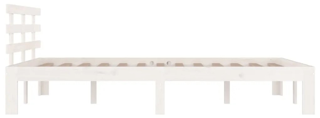 Estrutura de cama casal 135x190 cm madeira maciça branco