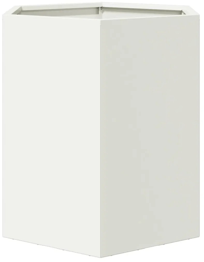 Vasos floreiras de jardim 2 pcs hexagonal 46x40x45cm aço branco