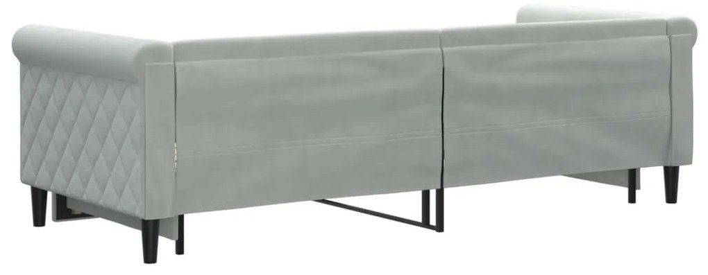Sofá-cama com gavetão 80x200 cm veludo cinzento-claro