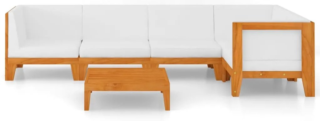 6 pcs conjunto lounge de jardim c/ almofadões acácia maciça