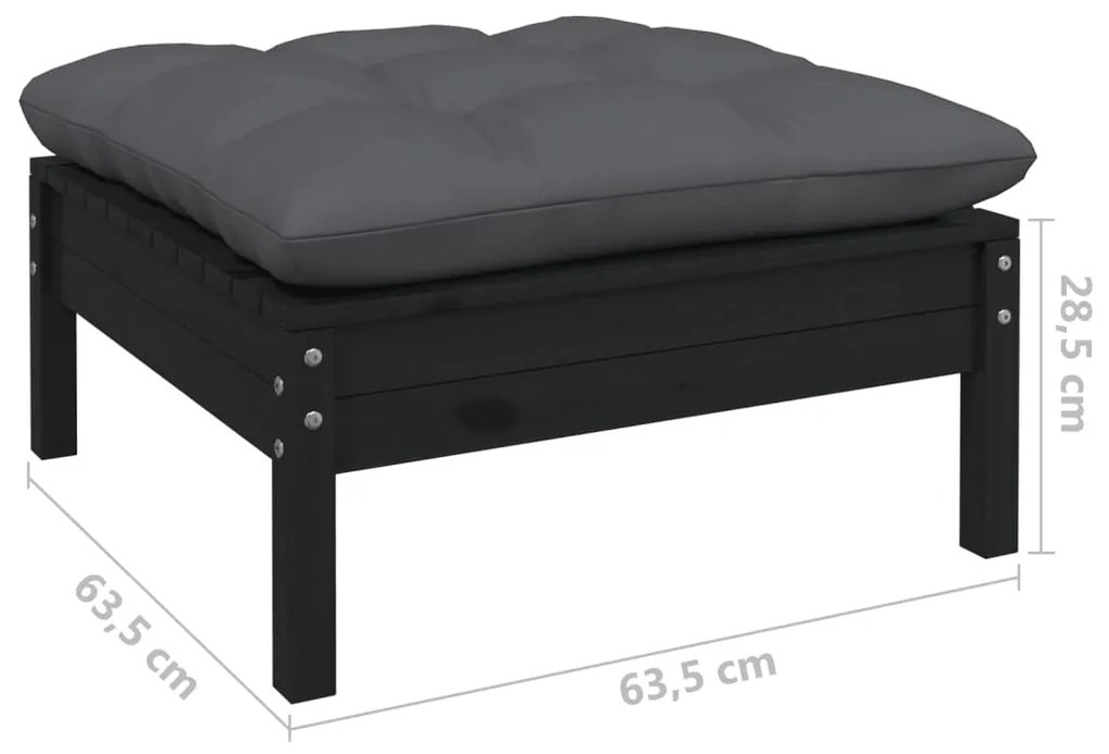 14 pcs conjunto lounge de jardim c/ almofadões pinho preto