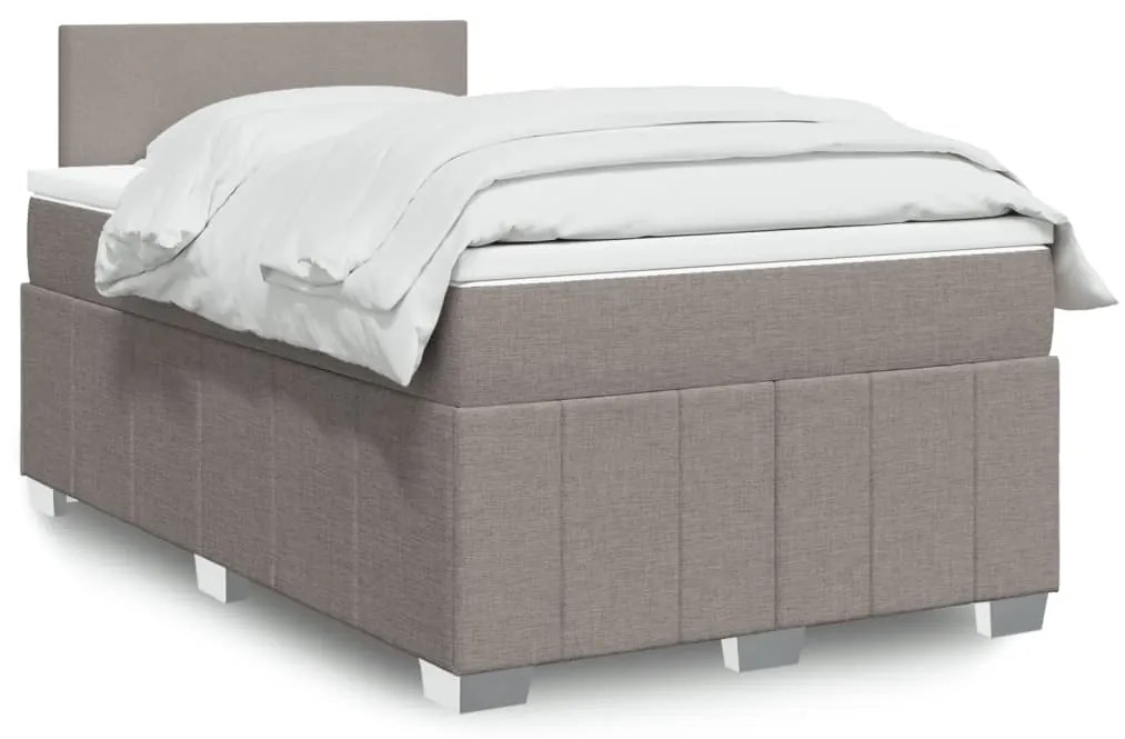 Cama boxspring c/ colchão 120x190cm tecido castanho-acinzentado