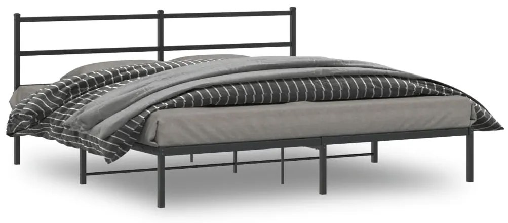 Estrutura de cama em metal com cabeceira 180x200 cm preto