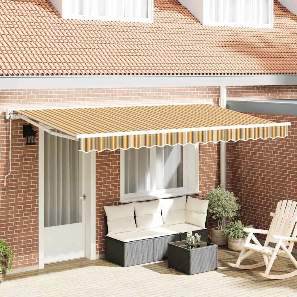 vidaXL Toldo Retrátil Amarelo e Cinza 400 x 200 cm Poliéster e Metal