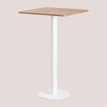 Mesa Alta De Bar Quadrada Em Chapa De Freixo Frappe ↔︎ 60 Cm & Branco - Sklum