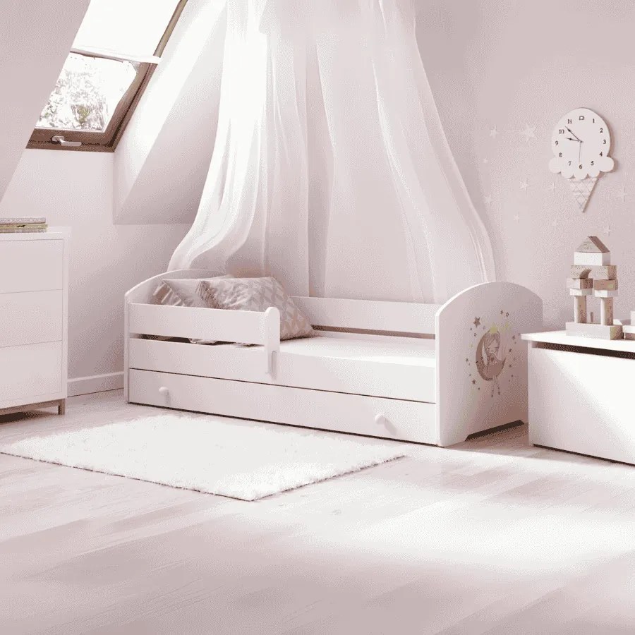 Cama infantil branca princesa 140x70 com gaveta - colchão e estrado incluído