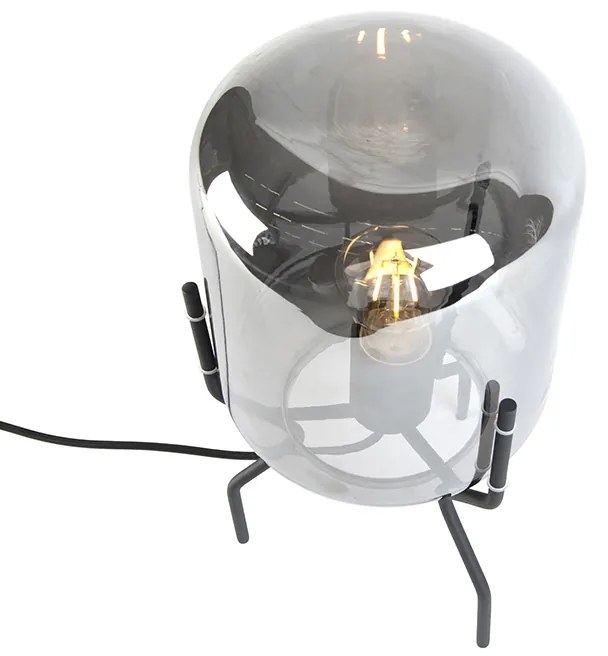 LED Candeeiro de mesa design inteligente preto com vidro fumê incl. wifi A60 - Bliss Design