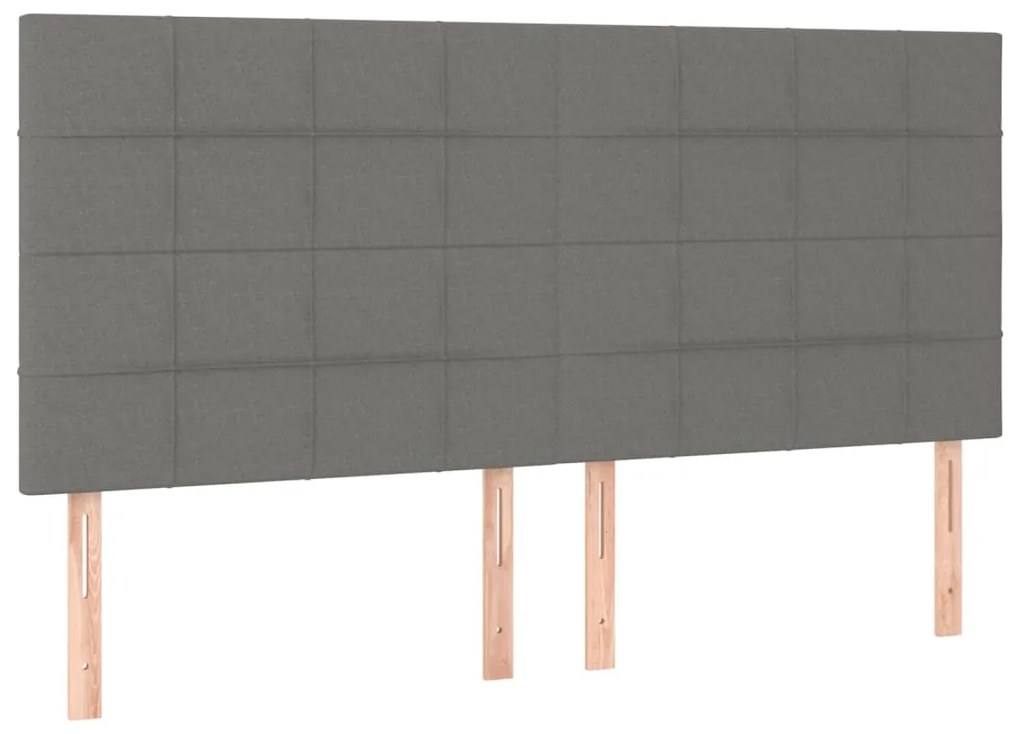 Cabeceira de cama c/ LED tecido 200x5x118/128 cm cinza-escuro