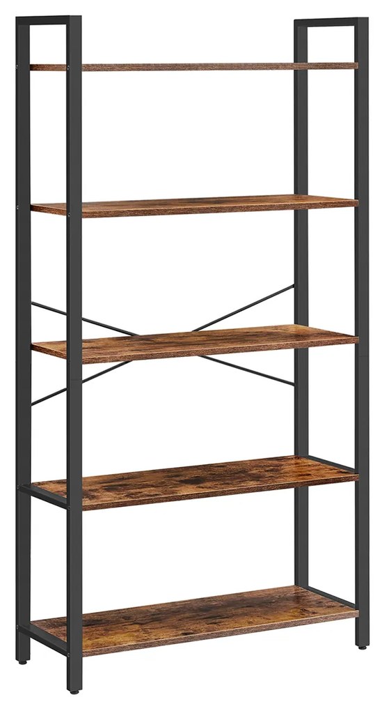 Estante de arrumação com 5 níveis 80 x 30 x 153 cm Castanho Vintage-preto
