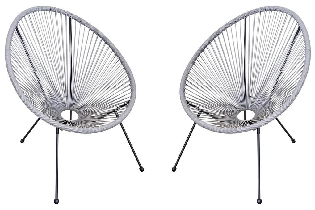 Outsunny Conjunto de 2 Cadeiras de Jardim Acapulco de Vime Forma Oval com Encosto Alto para Interior Exterior 73x77x87 cm Cinza | Aosom Portugal