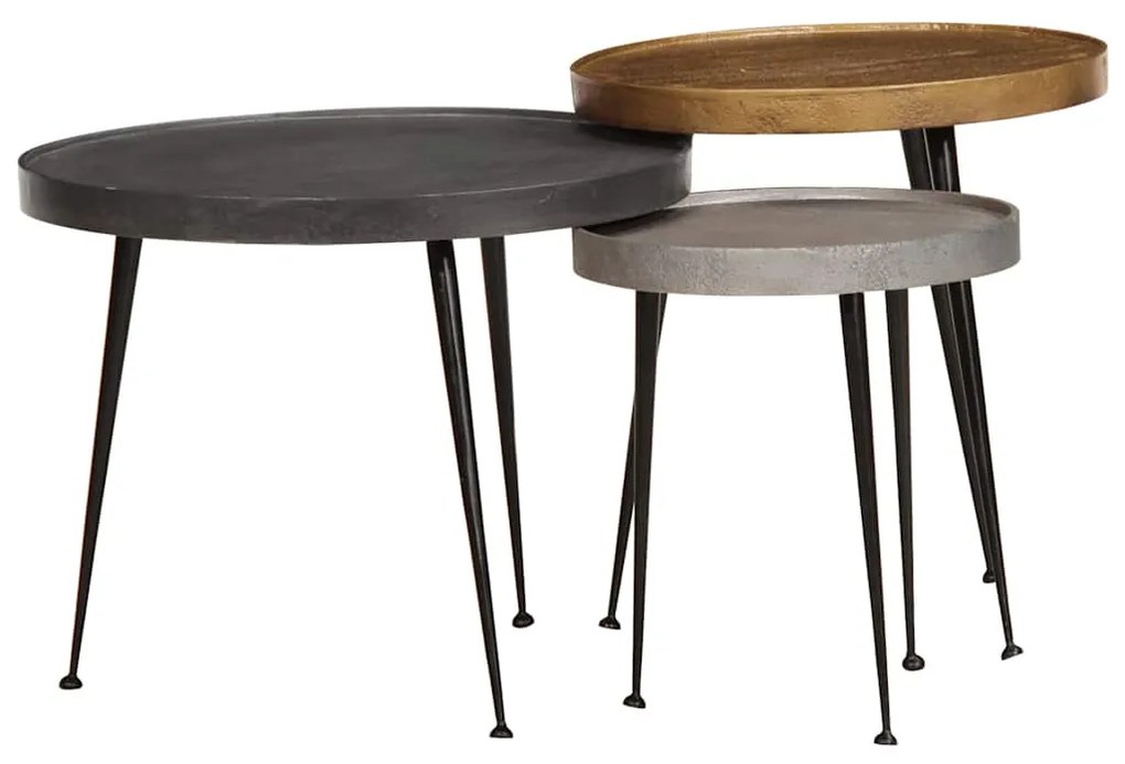 vidaXL Mesas de centro 3 pcs derivados de madeira multicor