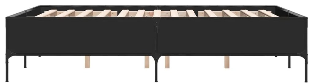 Estrutura de cama 120x190 cm derivados de madeira/metal preto