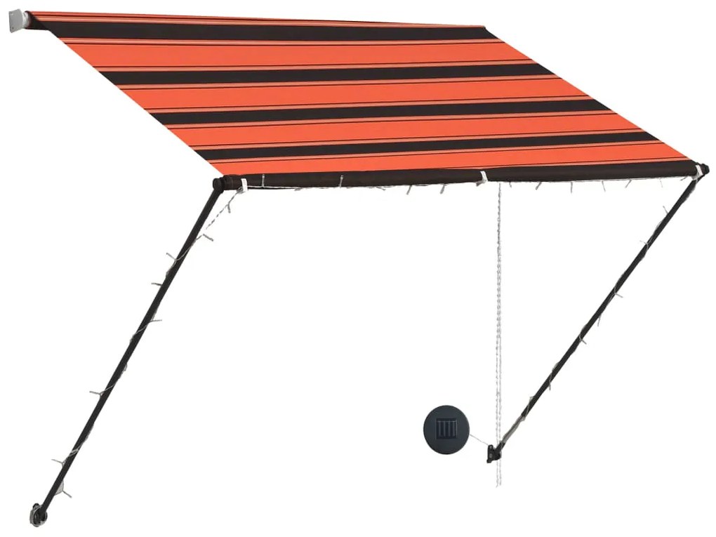 Toldo retrátil com LED 100x150 cm laranja e castanho