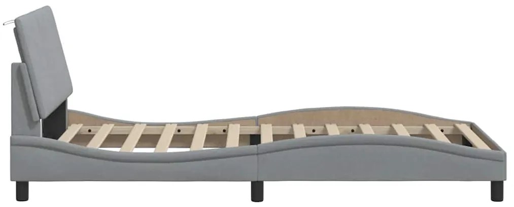 Estrutura de cama sem colchão 100x200 cm tecido cinzento-claro