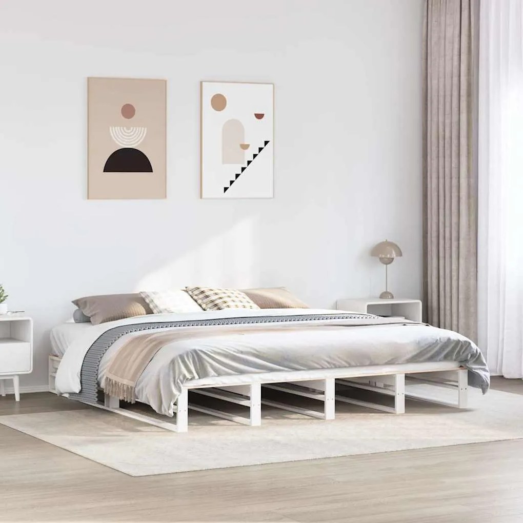 Cama sem colchão 180x200 cm madeira de pinho maciça branco