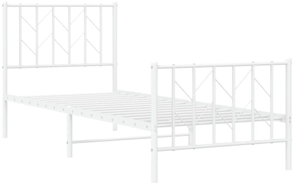 Estrutura de cama com cabeceira e pés 80x200 cm metal branco