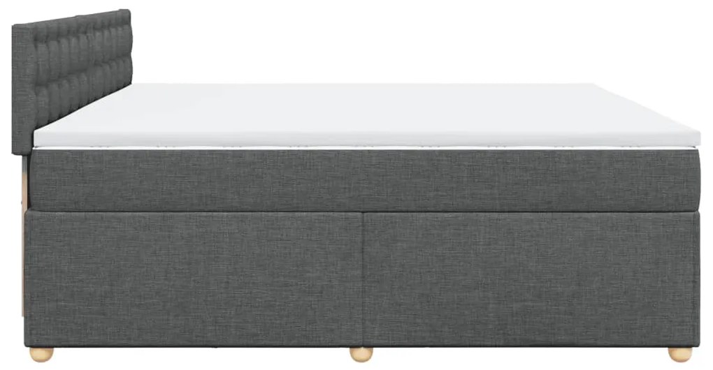 Cama com molas/colchão 200x200 cm tecido cinzento-escuro