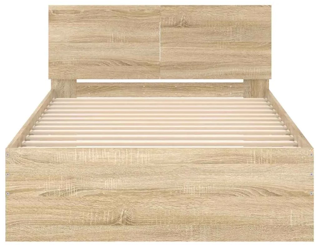 Cama sem colchão com cabeceira 100x200 cm carvalho sonoma