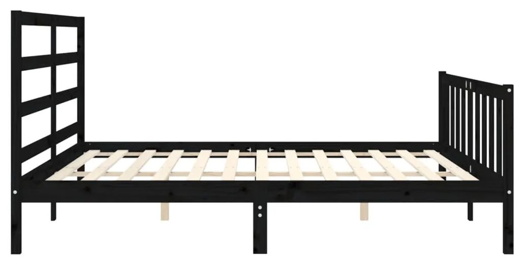 Estrutura de cama com cabeceira 200x200 cm madeira maciça preto