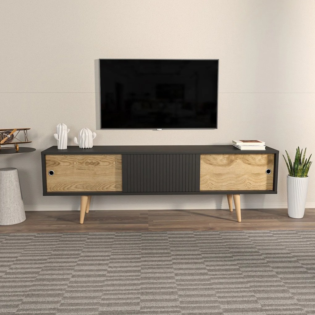 Móvel TV Ecrin – Antracite e Carvalho – 160x45x34,5 cm