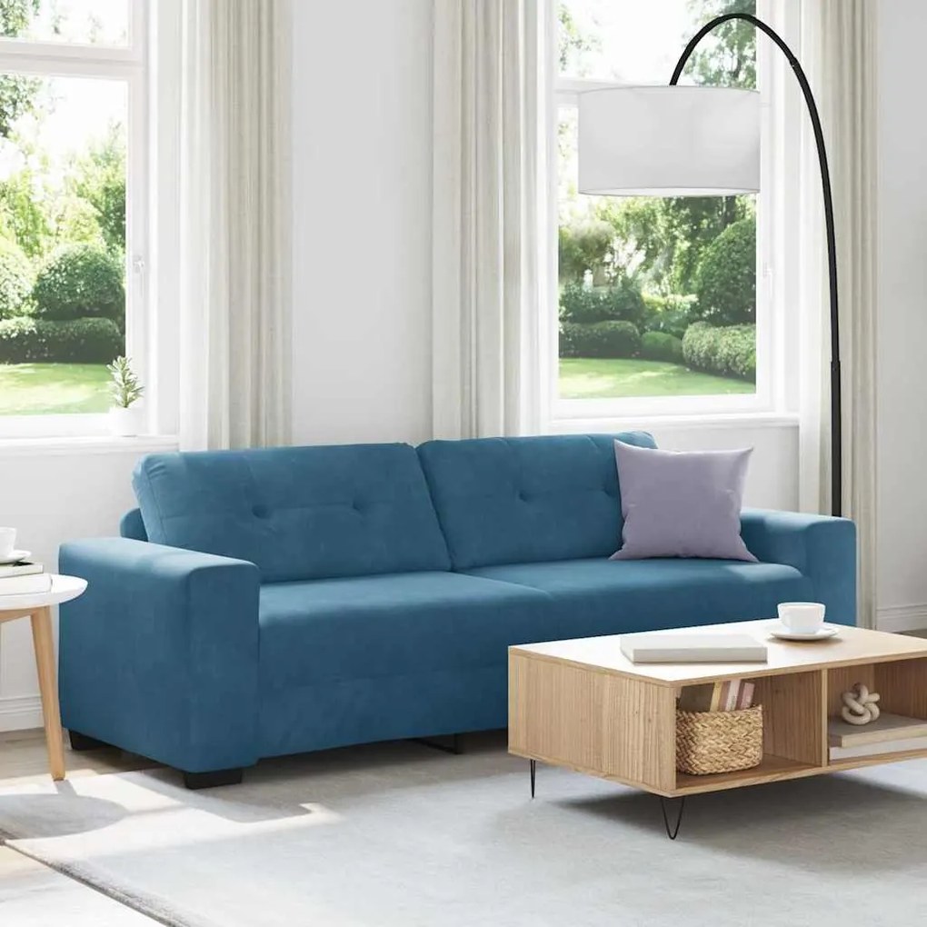 Sofá de 3 Lugares vidaXL Azul 180 cm em Veludo