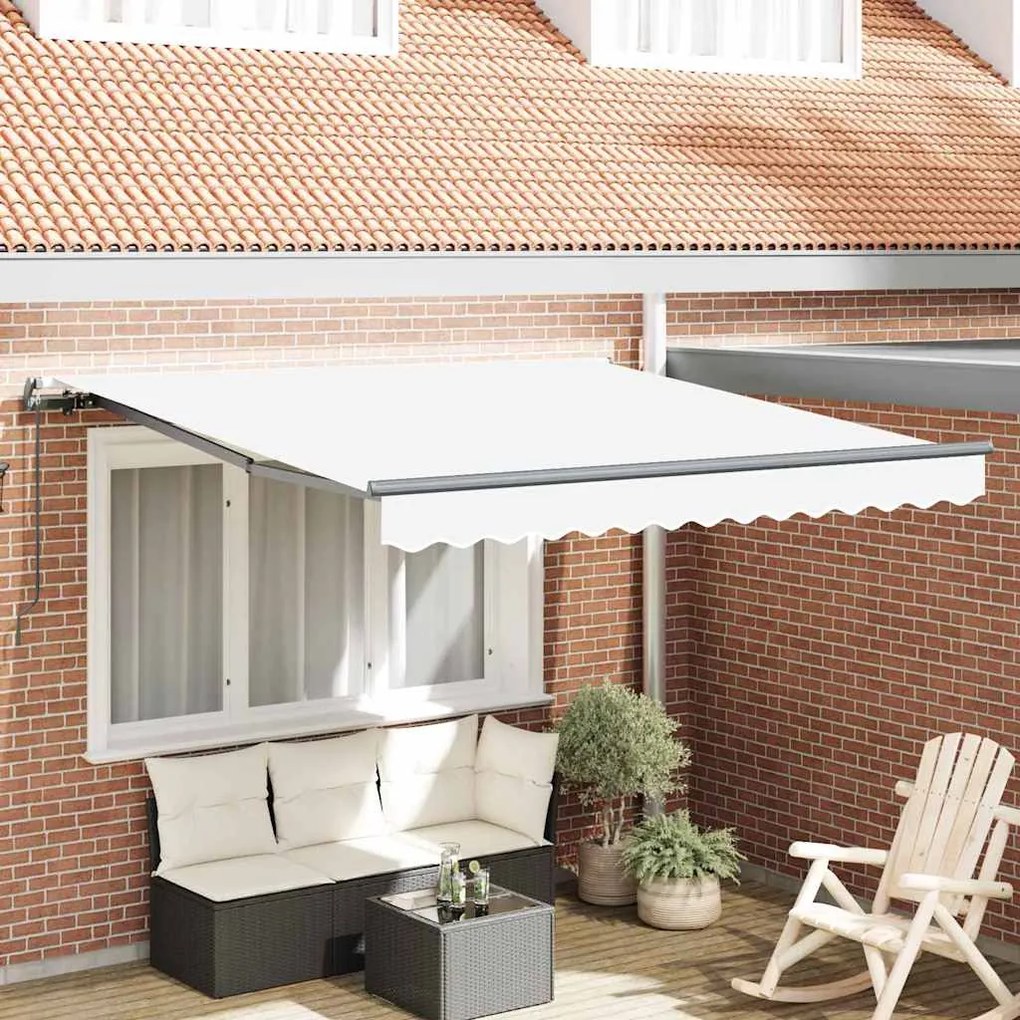 vidaXL Toldo Retrátil Manual Branco 350 x 250 cm Poliéster e Aço