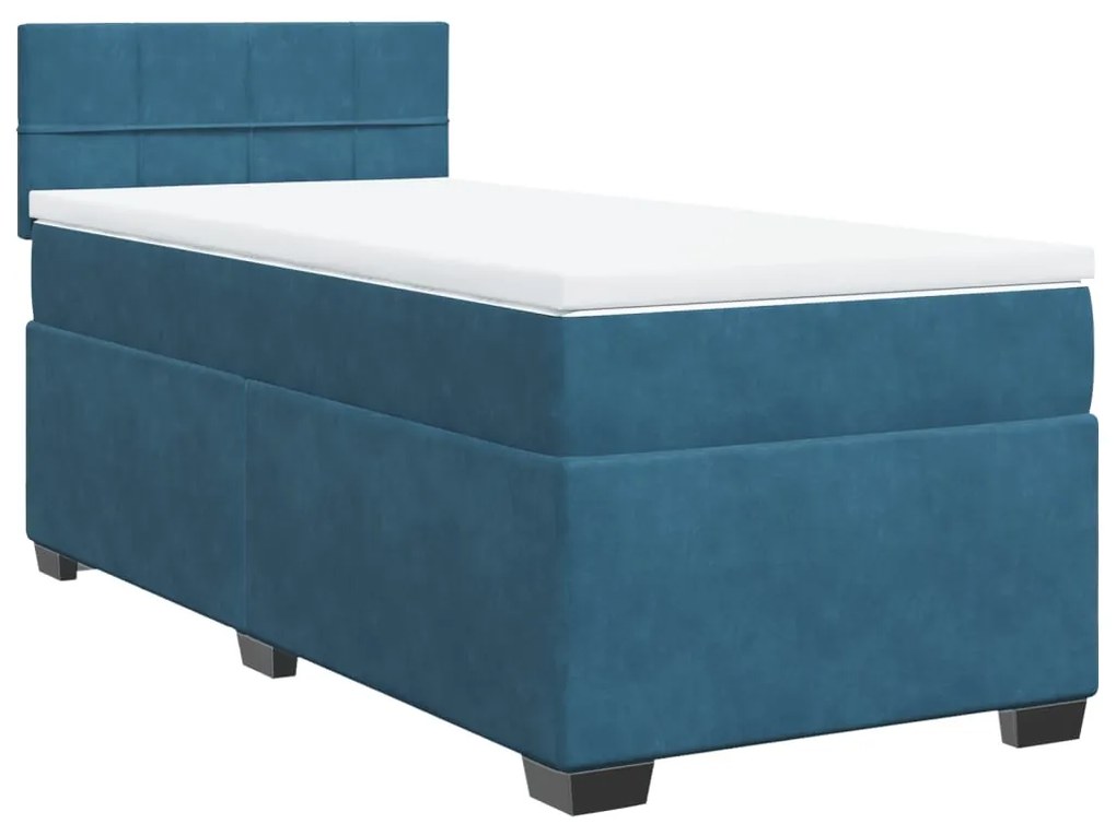 Cama boxspring com colchão 90x200 cm veludo azul