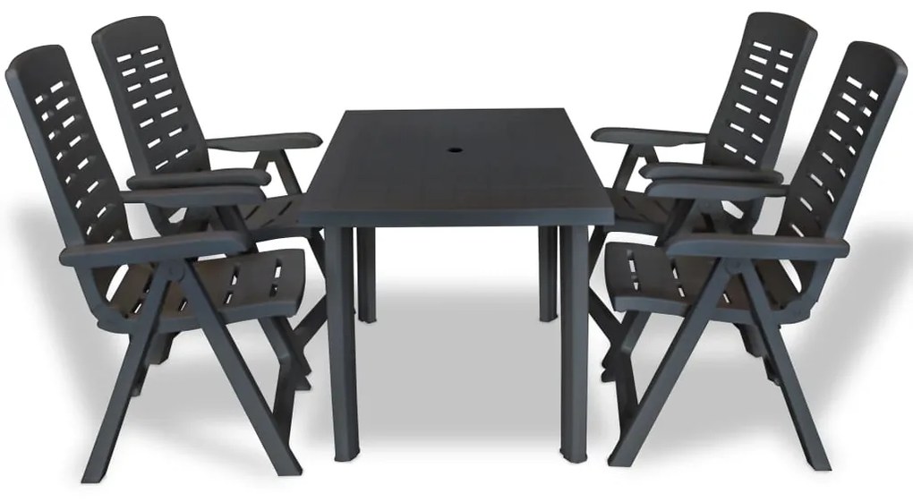 vidaXL Conjunto de jantar de exterior 5 pcs plástico antracite