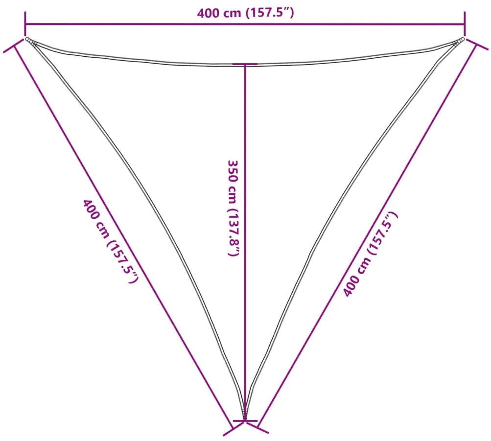 Para-sol estilo vela tecido oxford triangular 4x4x4 m bege
