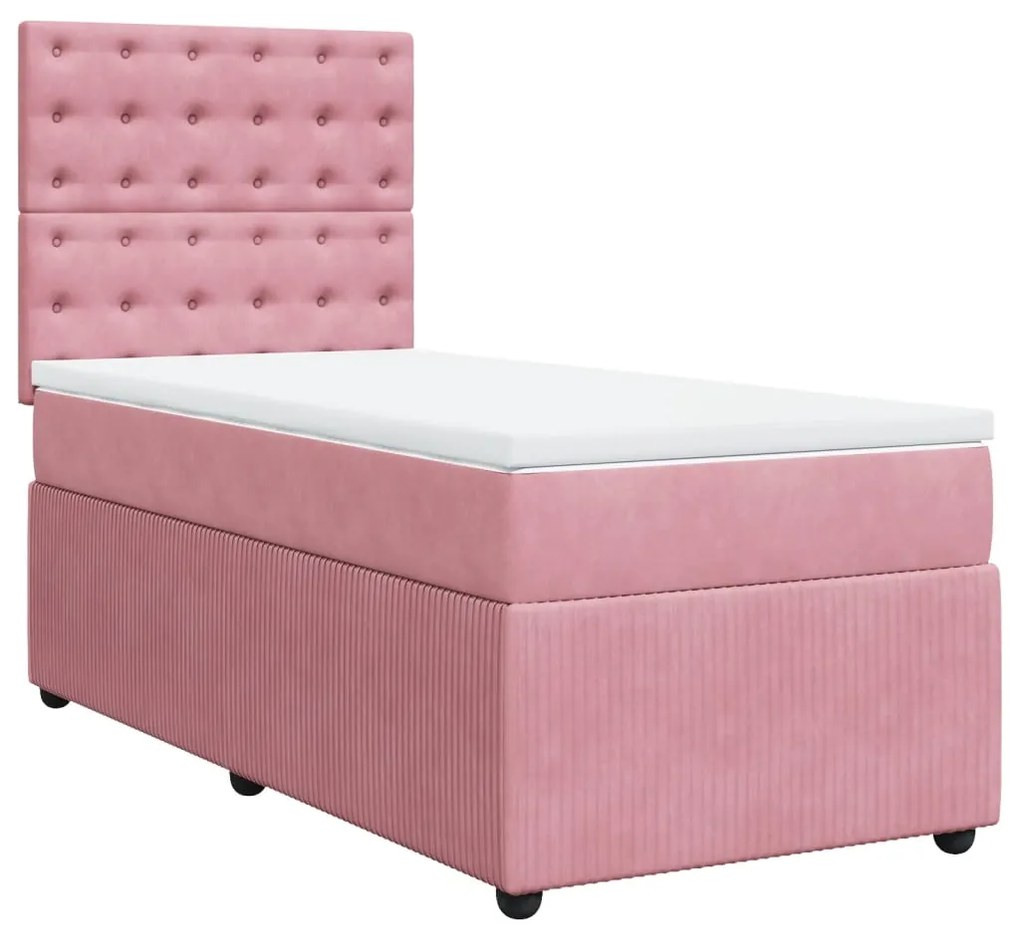 Cama com molas/colchão 90x190 cm veludo rosa