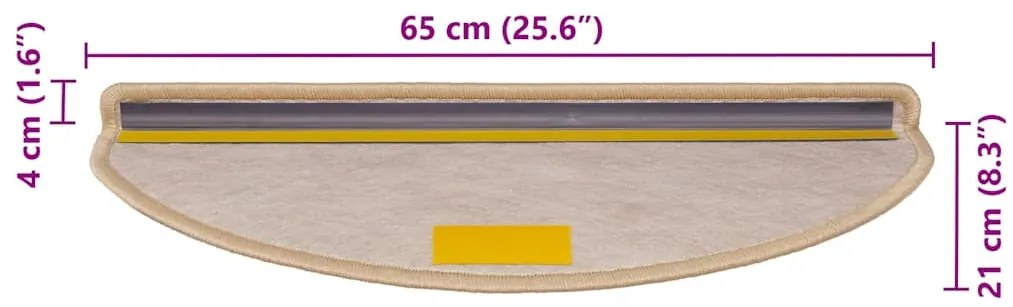Tapetes escada adesivos aspeto sisal 30pcs 65x21x4cm bege-claro