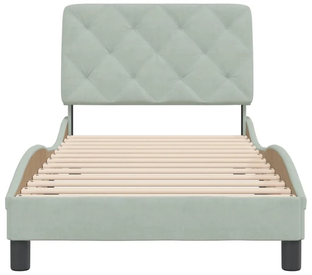 Estrutura de cama sem colchão 80x200 cm veludo cinzento-claro