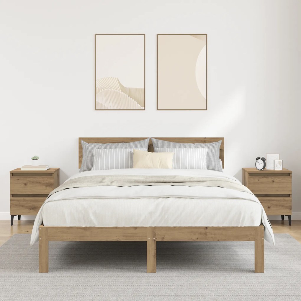 vidaXL Armários de Cama 2 pcs Carvalho Artesanal 40x35x50 cm Madeira de Engenharia