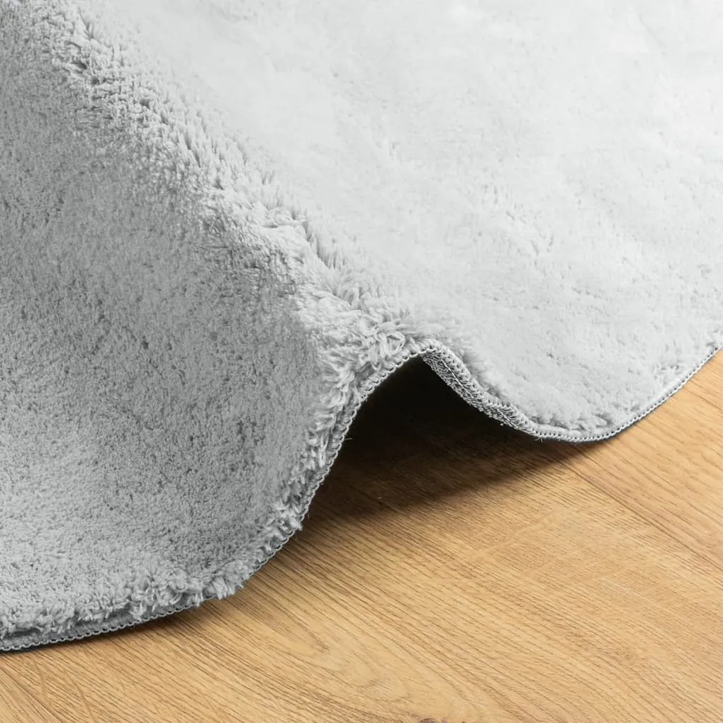 Tapete pelo curto macio e lavável HUARTE Ø 100 cm cinzento