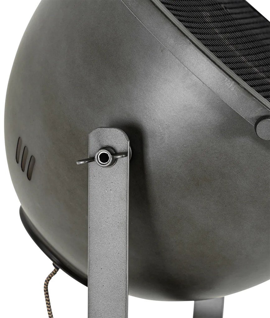 Candeeiro de pé industrial tripé em aço com madeira inclinável - Emado