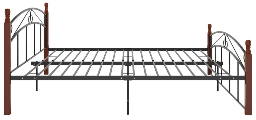 Estrutura de cama 200x200cm metal/madeira carvalho maciça preto