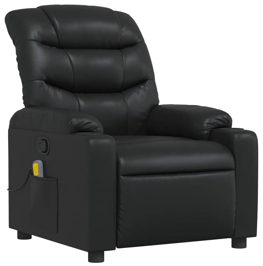 Poltrona de massagens reclinável couro artificial preto